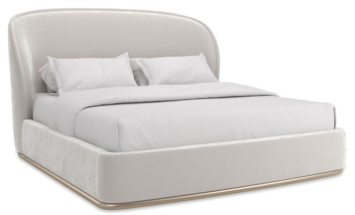 Opal Ivory and Soft Silver Paint King Upholstered Panel Bed