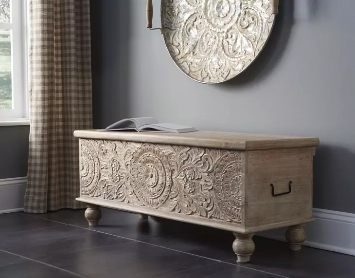 Fossil Ridge Antique White Storage Bench
