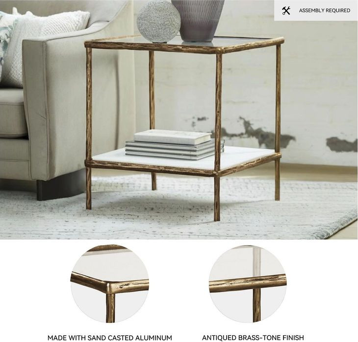 Ryandale Antiqued Brass Tone Accent Table