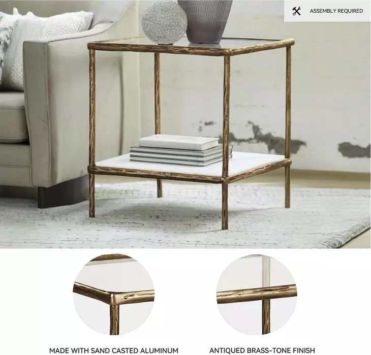 Ryandale Antiqued Brass Tone Accent Table