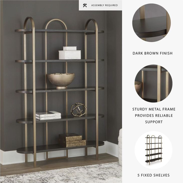 Brentmour Brown And Gold Bookcase