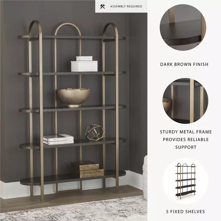 Brentmour Brown And Gold Bookcase
