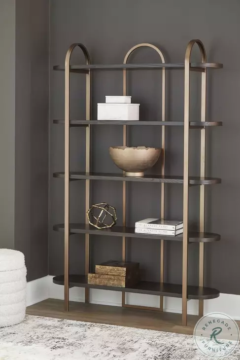 Brentmour Brown And Gold Bookcase