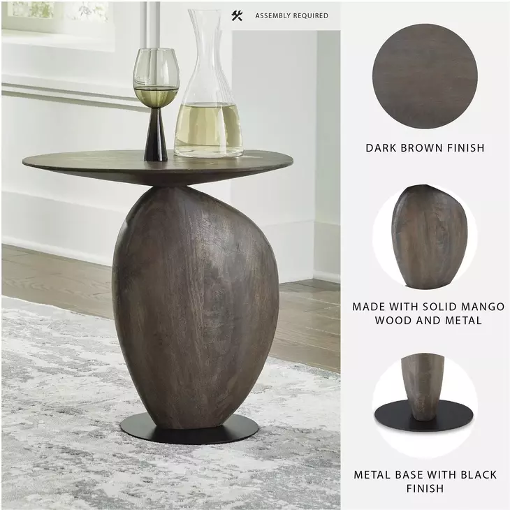 Cormmet Brown And Black Accent Table