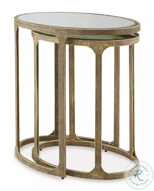 Irmaleigh Antiqued gold tone Accent Table Set Of 2