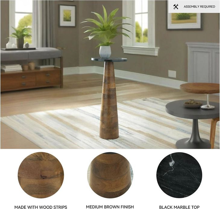 Quinndon Medium Brown And Black Accent Table