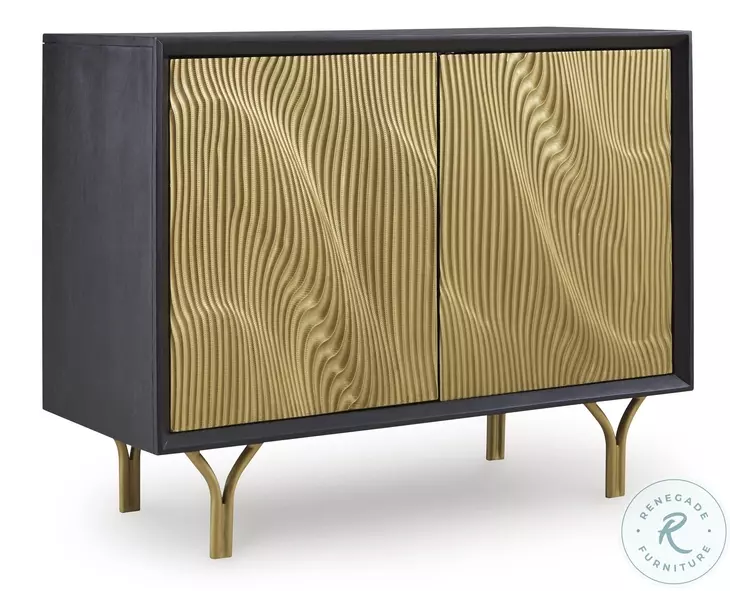 Tayner Black And Gold Finish Accent Cabinet
