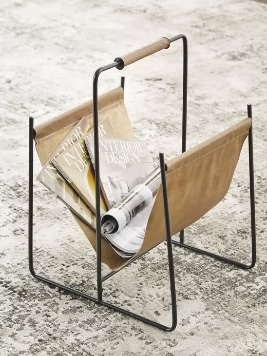 Faronworth Brown and Black Magazine Rack