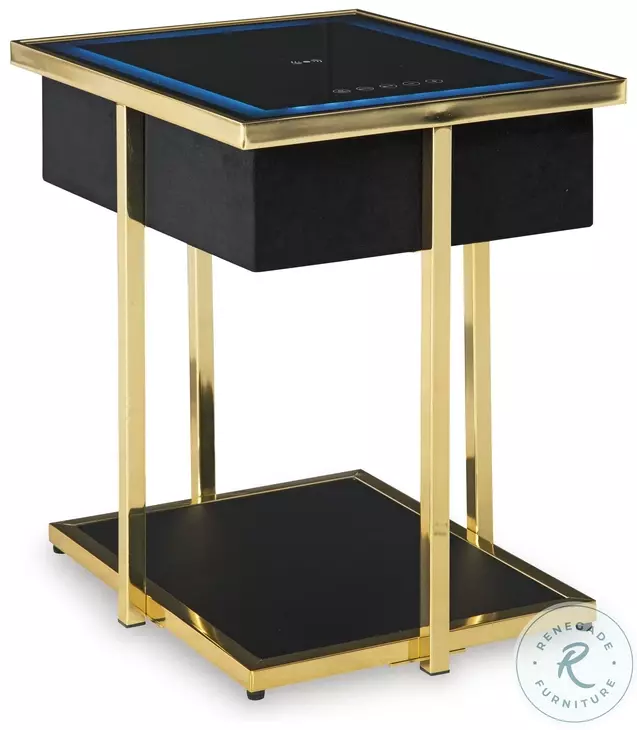 Rexwell Black and Gold Accent Table with Speaker
