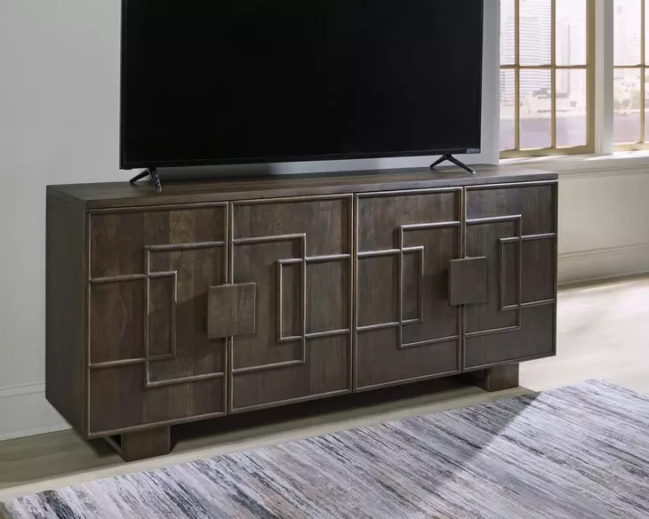Cato Dark Brown 4 Door Accent Cabinet