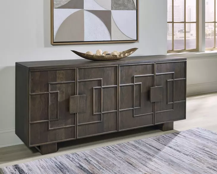 Cato Dark Brown 4 Door Accent Cabinet
