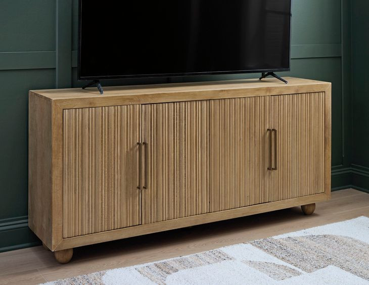 Niam Light Antique Beige 4 Door Accent Cabinet