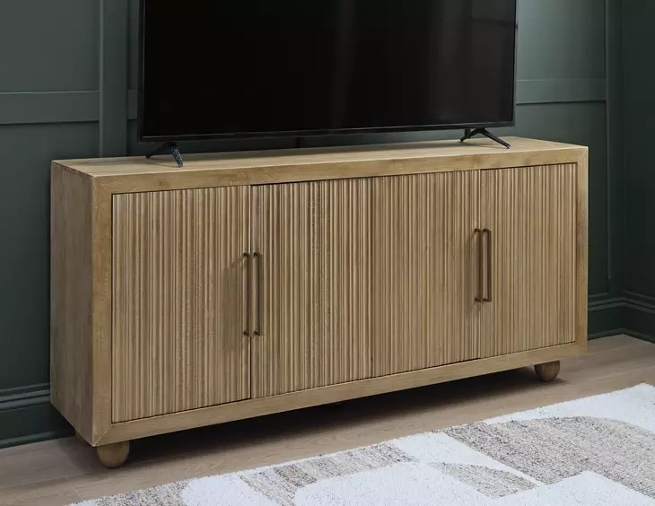 Niam Light Antique Beige 4 Door Accent Cabinet