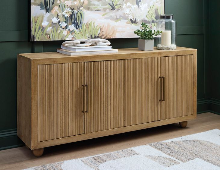 Niam Light Antique Beige 4 Door Accent Cabinet