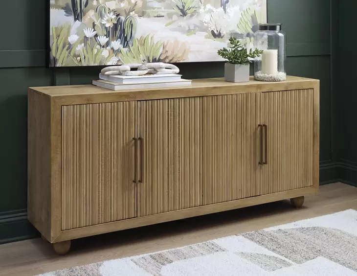 Niam Light Antique Beige 4 Door Accent Cabinet