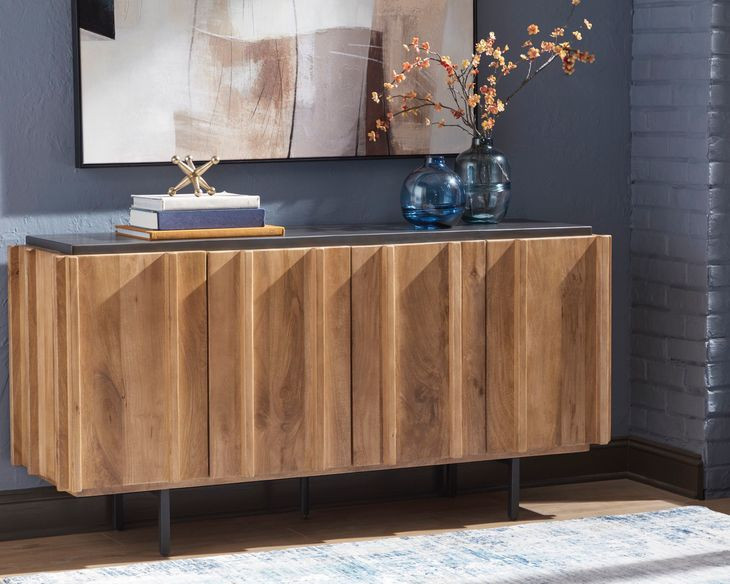 Quintavious Brown and Charcoal 4 Door Accent Cabinet