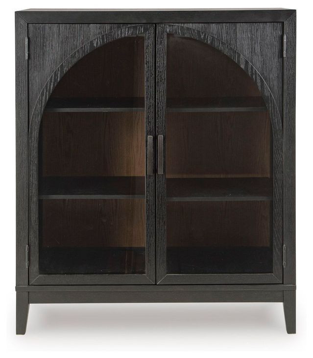 Armenleigh Black and Brown 2 Glass Door Bar Cabinet