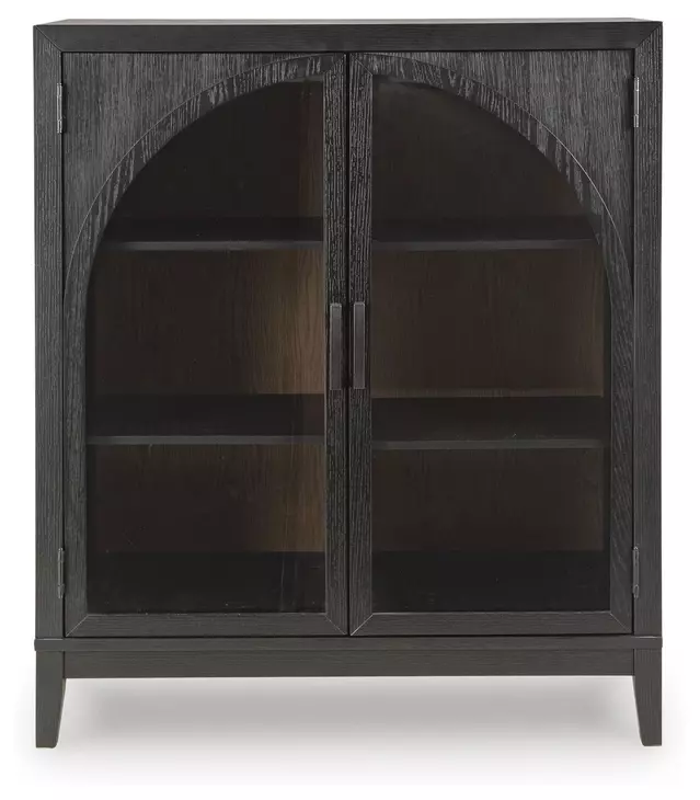 Armenleigh Black and Brown 2 Glass Door Bar Cabinet