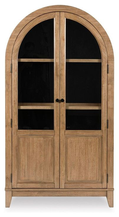 Dagandale Natural and Black 2 Glass Door Accent Cabinet