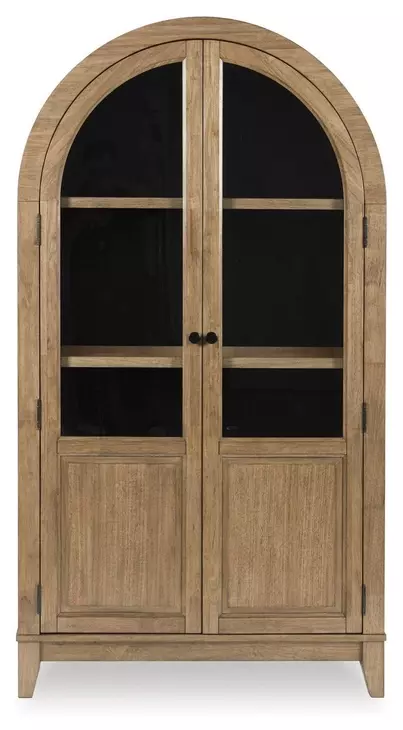 Dagandale Natural and Black 2 Glass Door Accent Cabinet