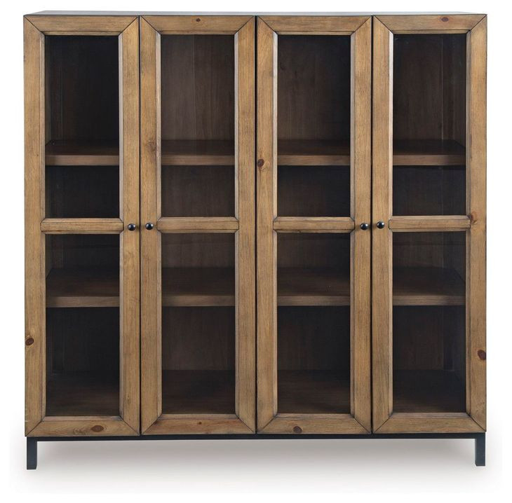Wrenridge Gray Brown 4 Glass Door Accent Cabinet
