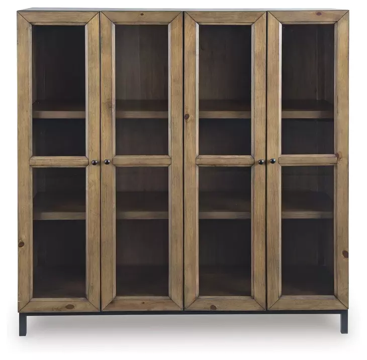 Wrenridge Gray Brown 4 Glass Door Accent Cabinet