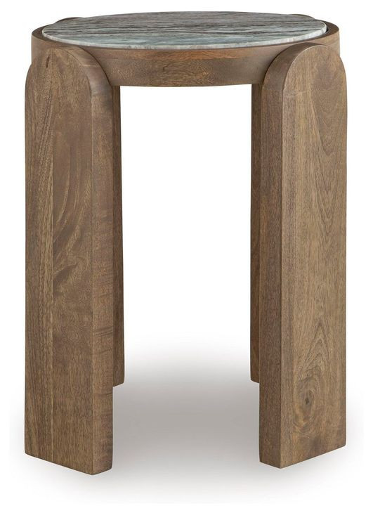 Gavrilley Gray and Brown Round Marble Top Accent Table