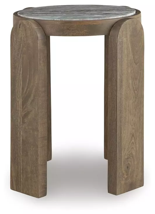Gavrilley Gray and Brown Round Marble Top Accent Table