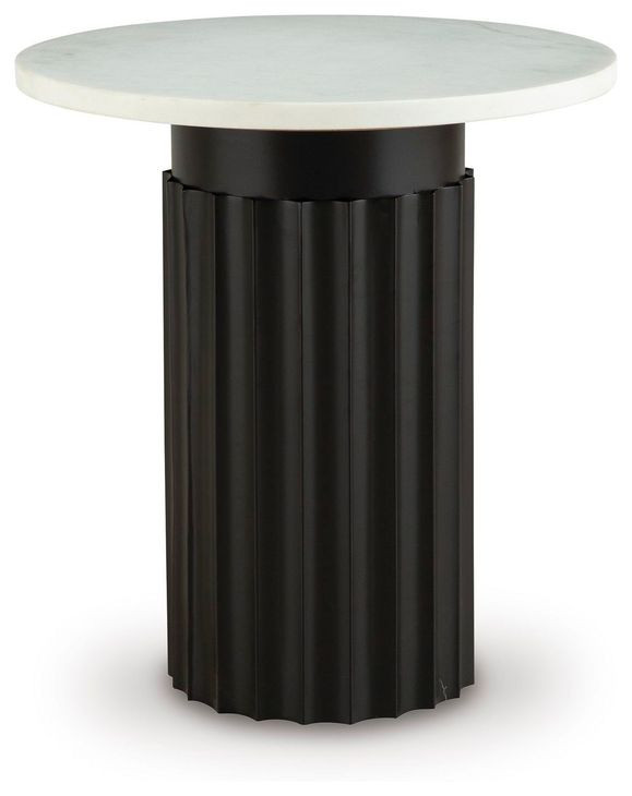 Wainstone Black and White Round Marble Top Accent Table