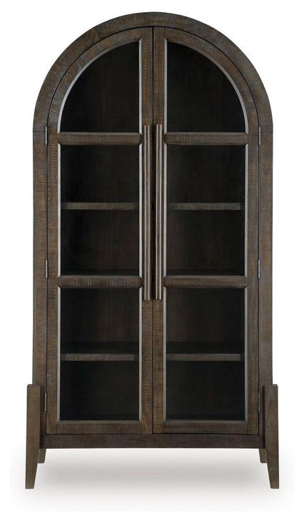 Benhall Dark Brown 2 Glass Door Accent Cabinet