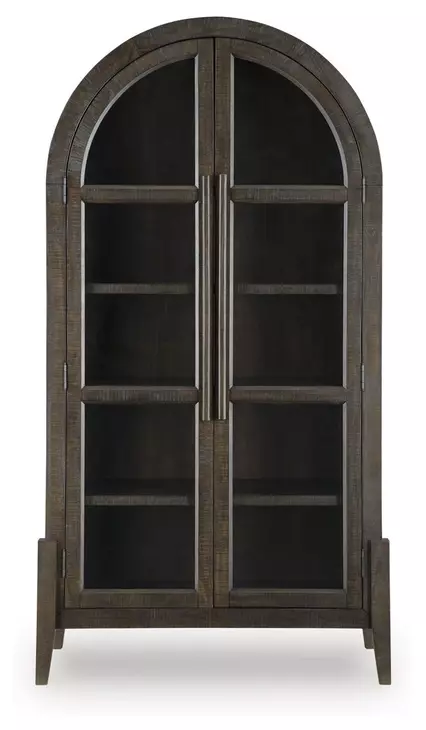 Benhall Dark Brown 2 Glass Door Accent Cabinet
