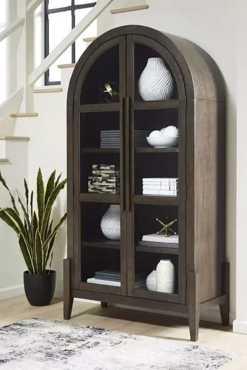 Benhall Dark Brown 2 Glass Door Accent Cabinet
