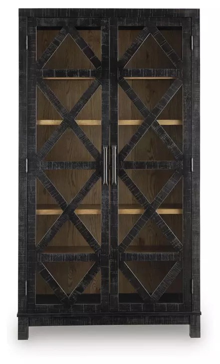 Christop Black and Brown 2 Glass Door Accent Cabinet