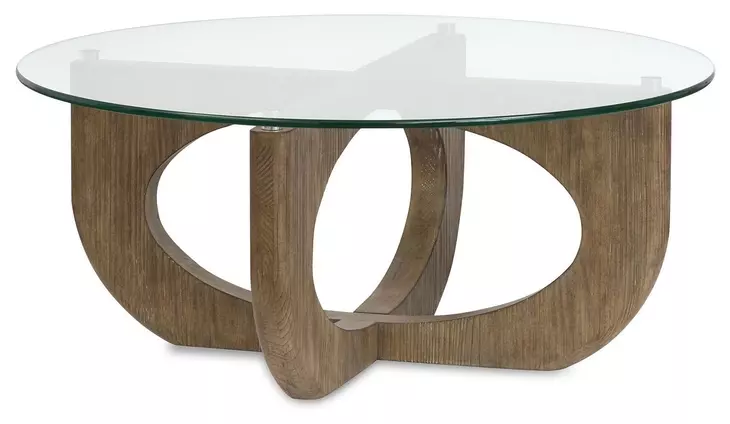 Lainey Almond Round Glass Top Cocktail Table