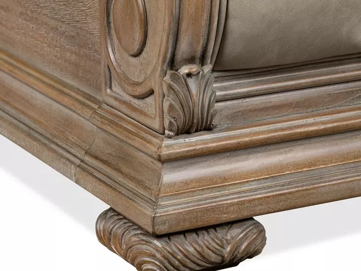 Marisol Fawn and Cream California King Leather Upholstered Sleigh Bed