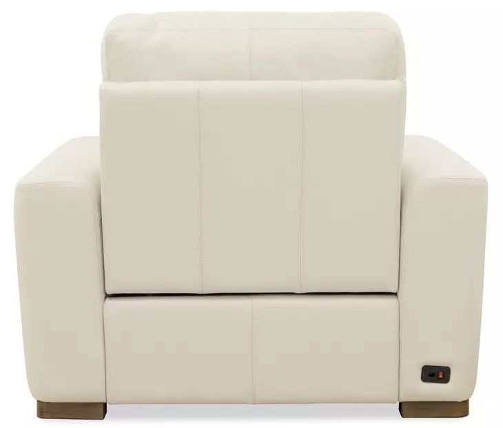 Live Beautifully Cream Leather Optimus Power Recliner with Power Headrest and USB Charging