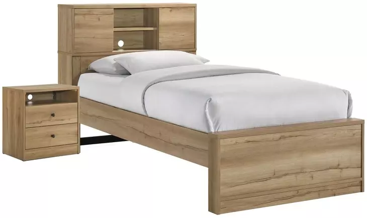 Vega Natural Oak Melamine Bookcase Youth Bedroom Set