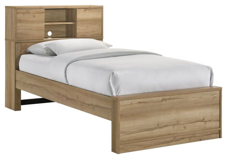 Vega Natural Oak Melamine Twin Bookcase Bed