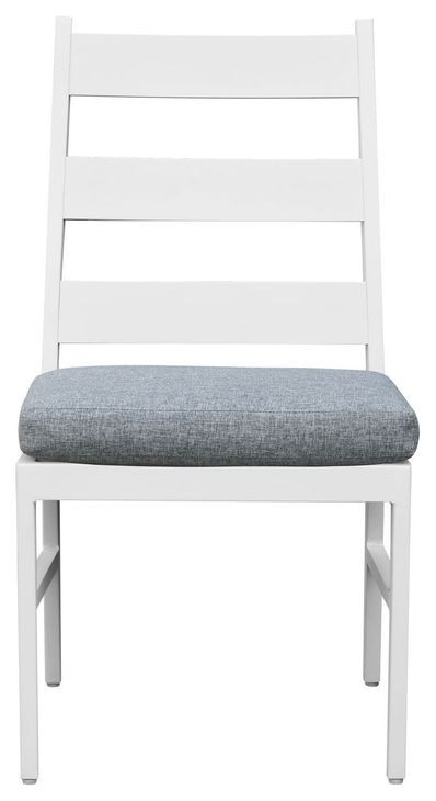 Nash Outdoor Dining Gray Upholstered Outdoor Ladder Back Side Chair