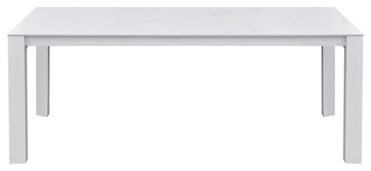 Alexa Outdoor Dining White Outdoor Rectangular Stone Top Dining Room Set