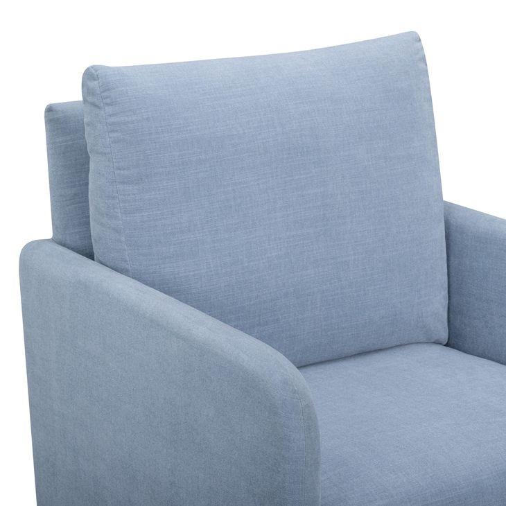 Nancy Chambray Blue Upholstered Swivel Glider Rocker Nursing Chair