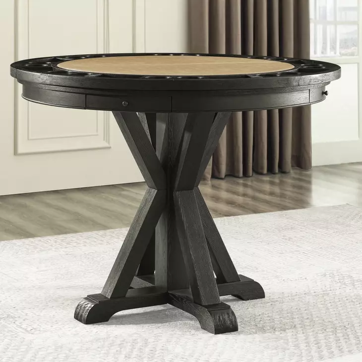 Rylie Black Round Counter Height Gaming Dining Room Set