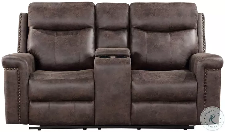 Quade Mocha Dual Reclining 74" Console Loveseat