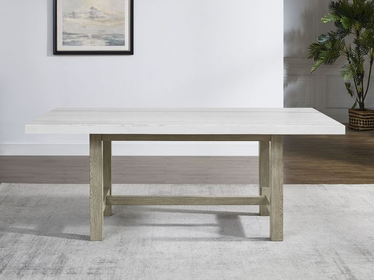 Carena White 78" Rectangular Marble Top Dining Table
