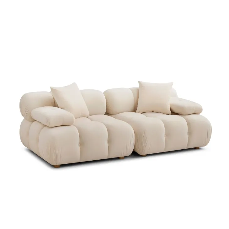 Calliope Off White Performance Velvet 79" Modular Loveseat
