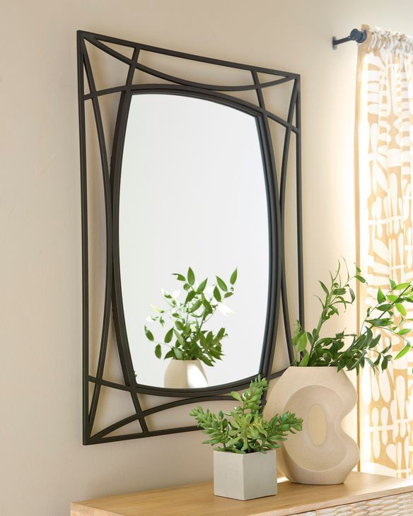 Freenville Black Rectangular Accent Wall Mirror