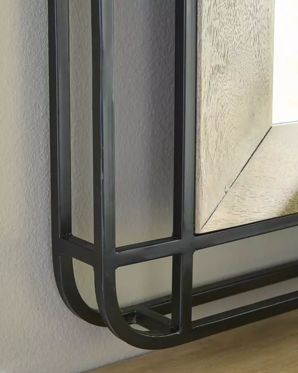Beelman Black and Brown Rectangular Accent Wall Mirror