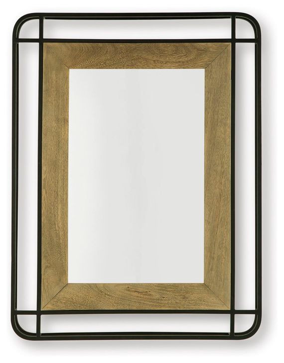 Beelman Black and Brown Rectangular Accent Wall Mirror