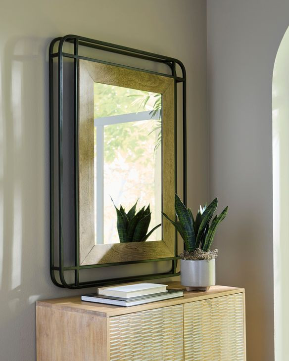 Beelman Black and Brown Rectangular Accent Wall Mirror
