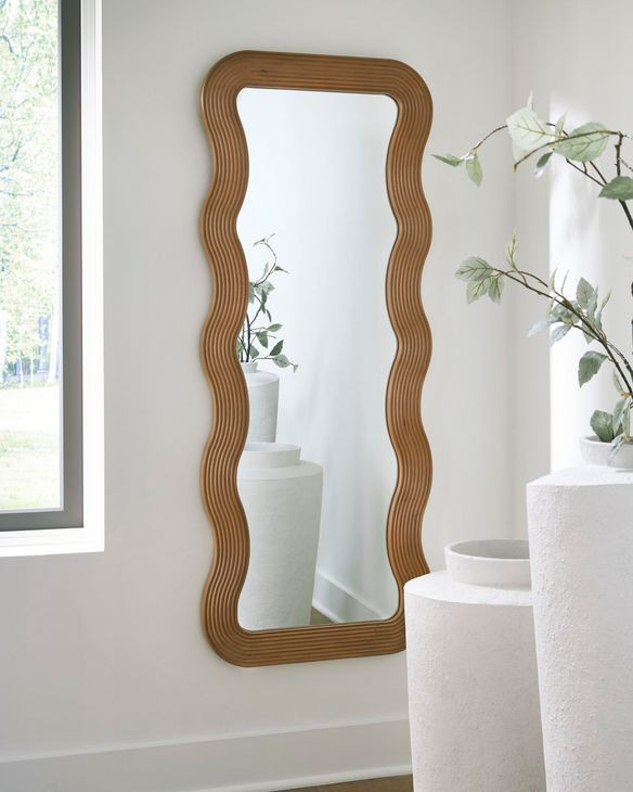 Ellisonville Brown Rectangular Accent Floor Mirror